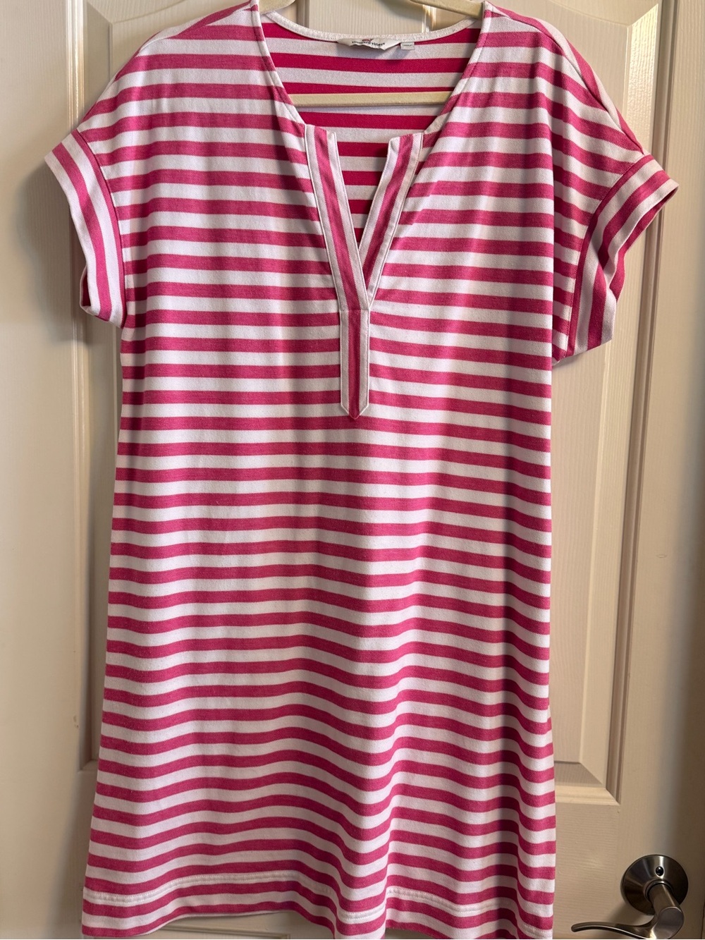 Vineyard Vines Pink and White Striped V-Neck Dress